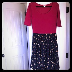LuLaRoe pink and navy dress